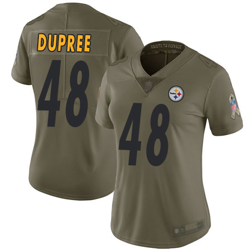 Women Pittsburgh Steelers Football #48 Limited Olive Bud Dupree 2017 Salute to Service Nike NFL Jersey->women nfl jersey->Women Jersey